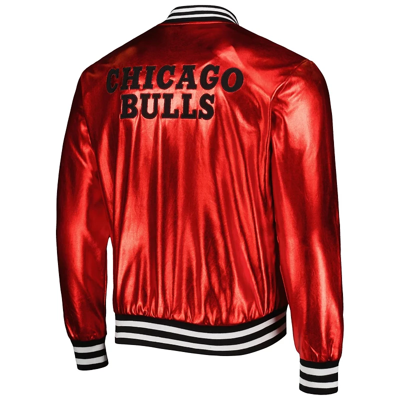 Unisex The Wild Collective Chicago Bulls Metallic Full-Snap Bomber Jacket