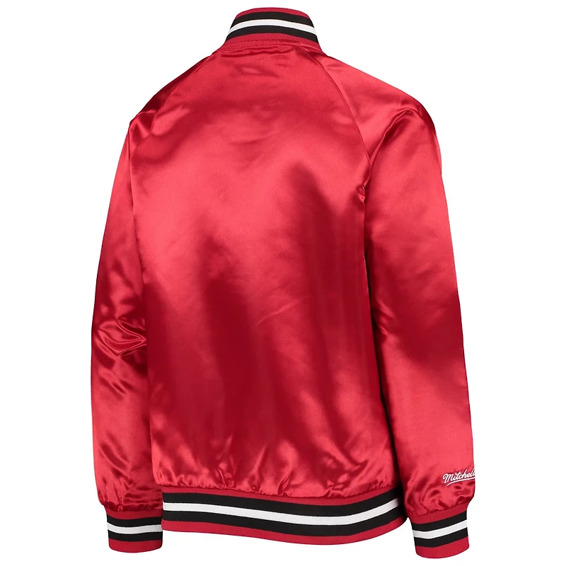 Youth Mitchell Ness Chicago Bulls Hardwood Classics Satin Raglan Full-Snap Jacket