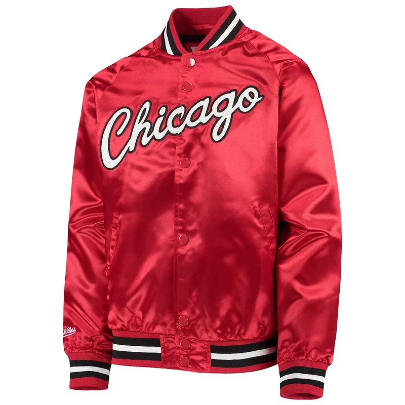 Youth Mitchell Ness Chicago Bulls Hardwood Classics Satin Raglan Full-Snap Jacket
