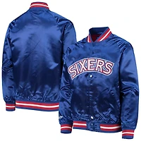 Youth Mitchell  Ness Philadelphia 76ers Hardwood Classics Satin Raglan Full-Snap Jacket