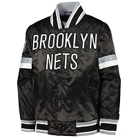 Youth Starter Brooklyn Nets Home Game Varsity Satin Full-Snap Jacket