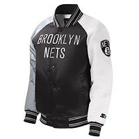 Youth Starter Brooklyn Nets Raglan Full-Snap Varsity Jacket