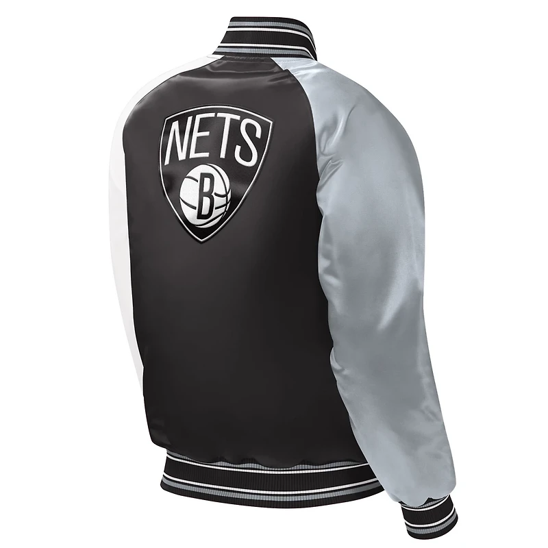 Youth Starter Brooklyn Nets Raglan Full-Snap Varsity Jacket