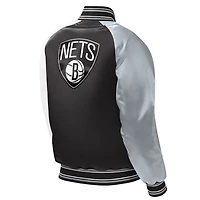 Youth Starter Brooklyn Nets Raglan Full-Snap Varsity Jacket