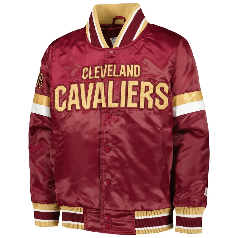 Youth Starter Cleveland Cavaliers Home Game Varsity Satin Full-Snap Jacket