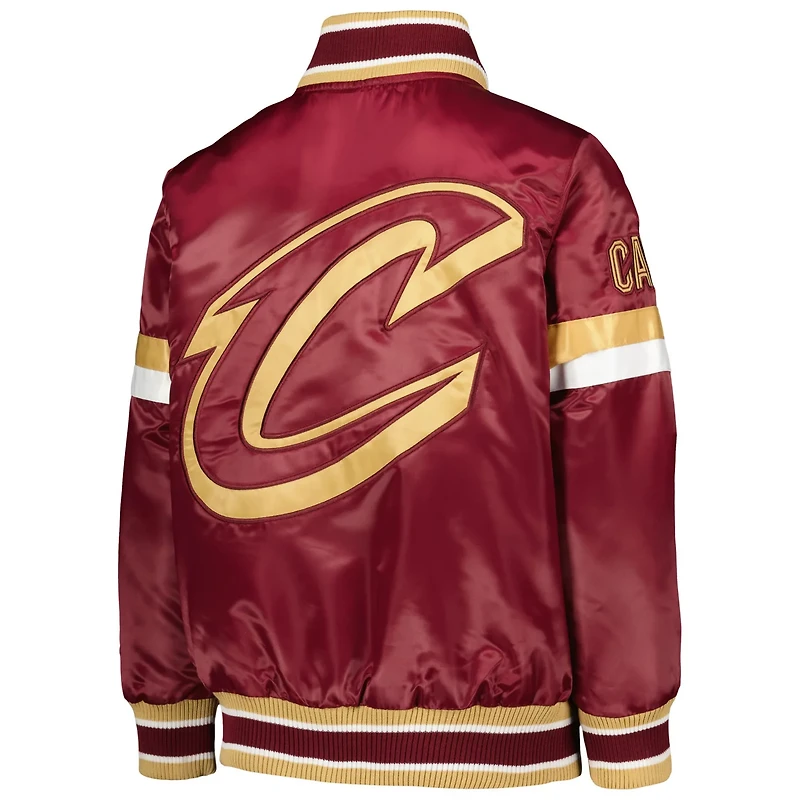 Youth Starter Cleveland Cavaliers Home Game Varsity Satin Full-Snap Jacket