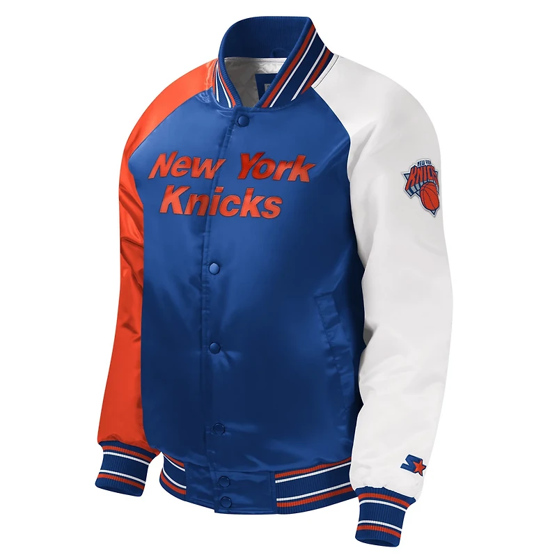 Youth Starter New York Knicks Raglan Full-Snap Varsity Jacket