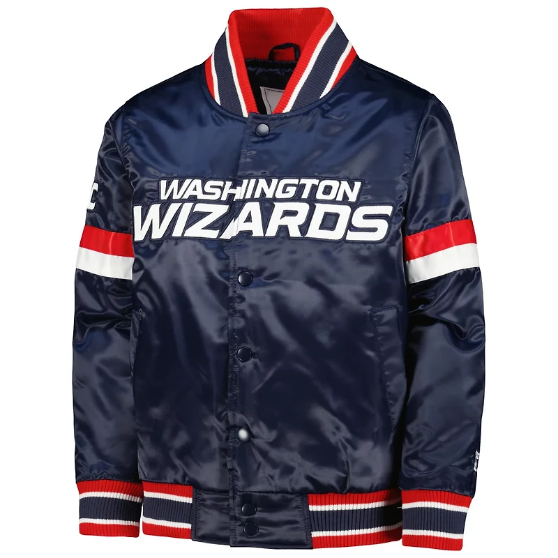 Youth Starter Washington Wizards Home Game Varsity Satin Full-Snap Jacket