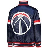Youth Starter Washington Wizards Home Game Varsity Satin Full-Snap Jacket