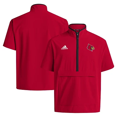adidas Louisville Cardinals 2024 Coaches Sideline Half-Zip Short Sleeve Jacket
