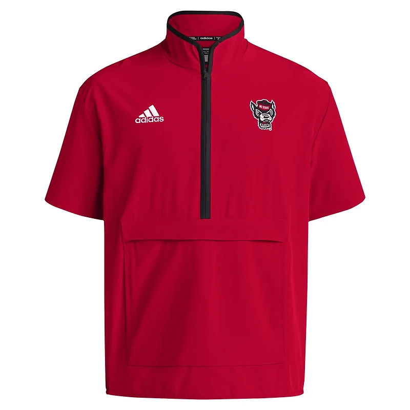 adidas NC State Wolfpack 2024 Coaches Sideline Half-Zip Short Sleeve Jacket
