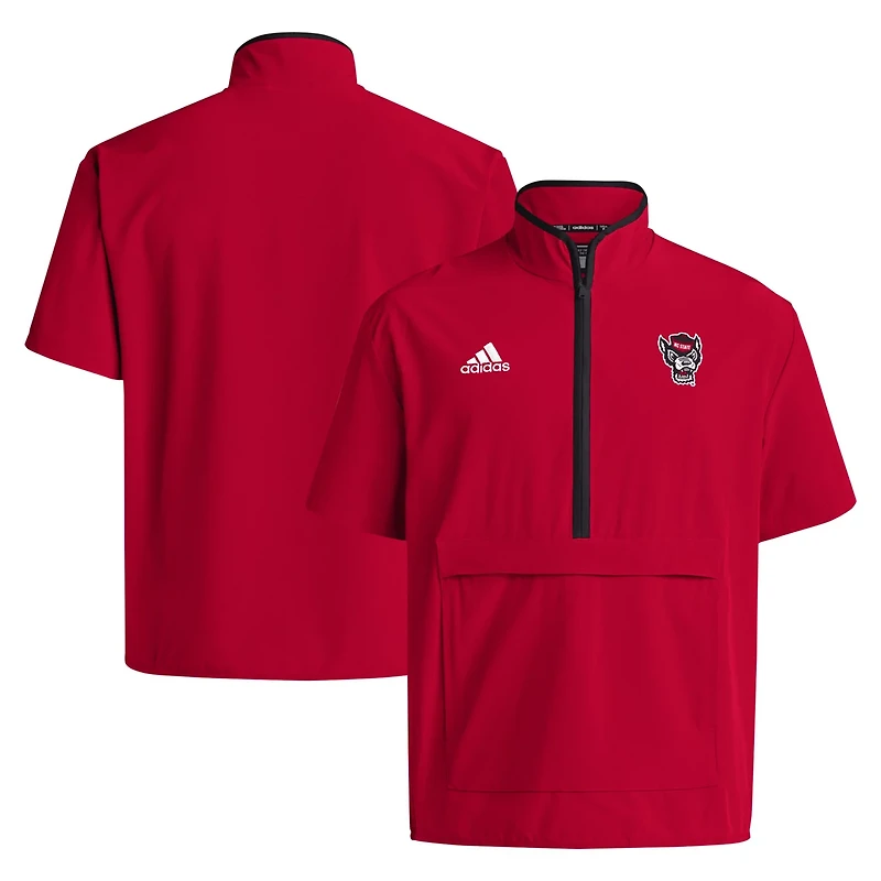 adidas NC State Wolfpack 2024 Coaches Sideline Half-Zip Short Sleeve Jacket