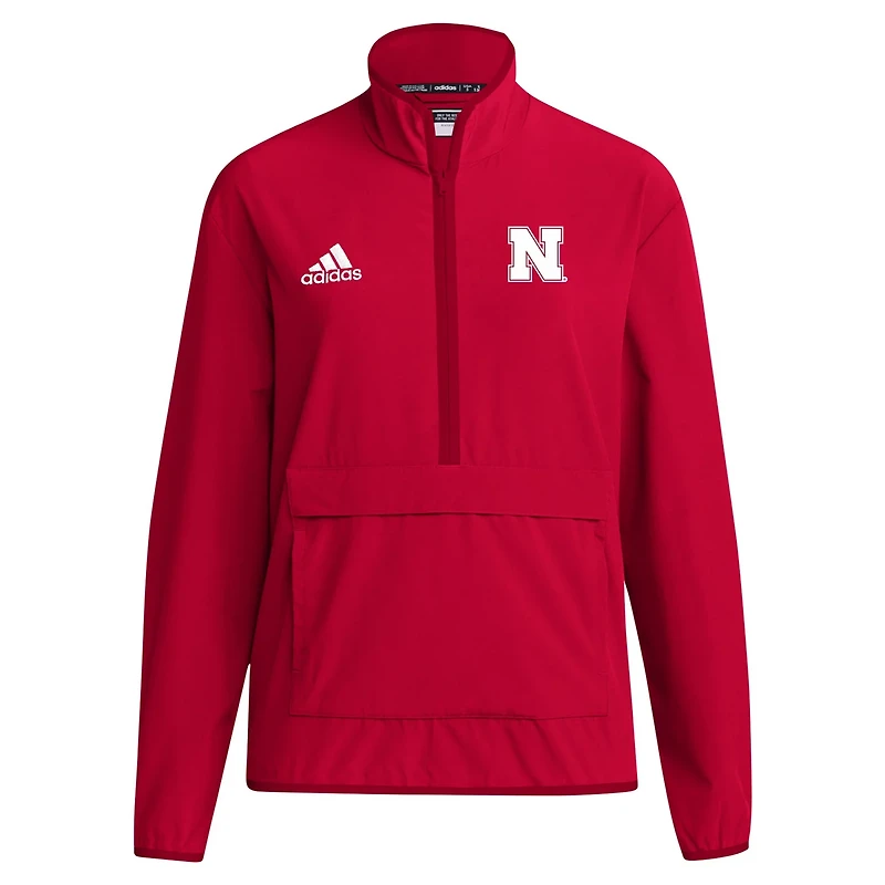 adidas Nebraska Huskers 2024 Coaches Sideline Half-Zip Jacket