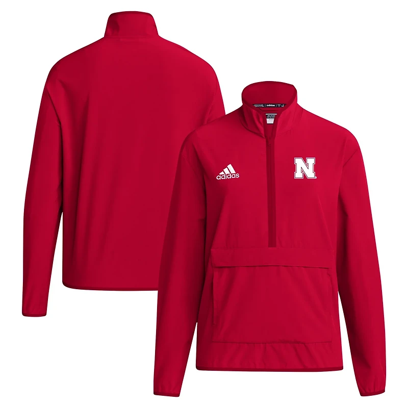 adidas Nebraska Huskers 2024 Coaches Sideline Half-Zip Jacket