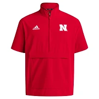 adidas Nebraska Huskers 2024 Coaches Sideline Half-Zip Short Sleeve Jacket