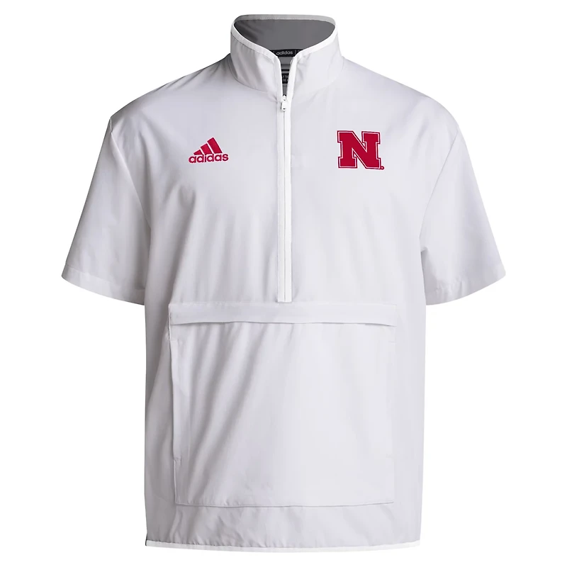adidas Nebraska Huskers 2024 Coaches Sideline Half-Zip Short Sleeve Jacket