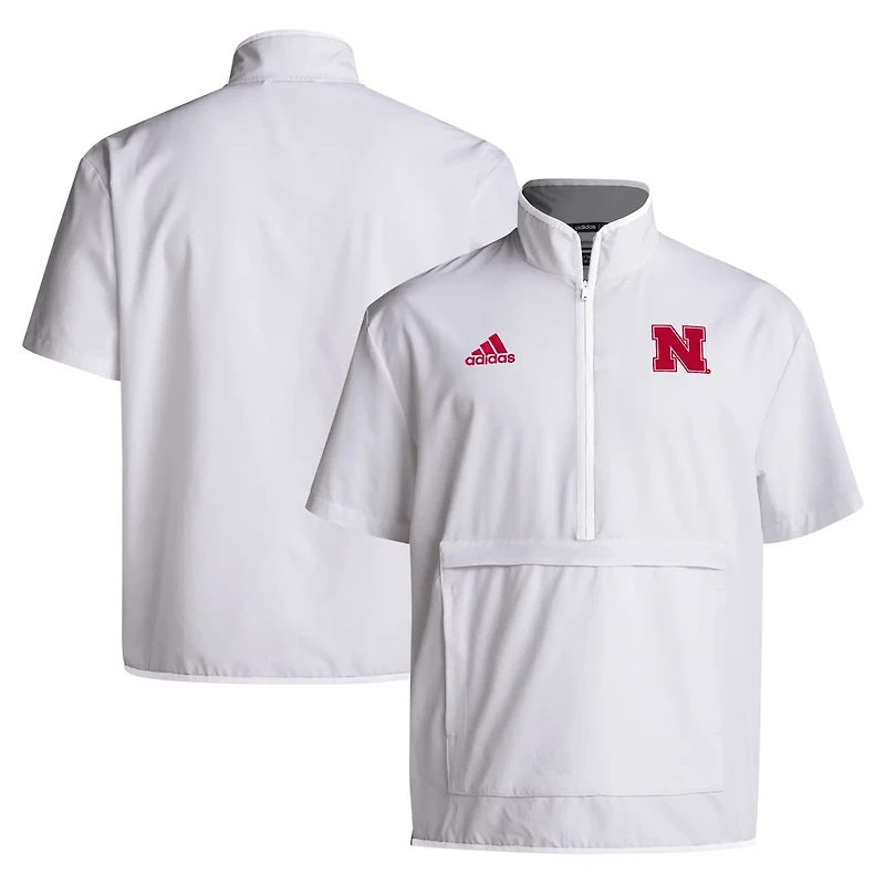 adidas Nebraska Huskers 2024 Coaches Sideline Half-Zip Short Sleeve Jacket