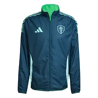 adidas Rave Blue Seattle Sounders FC 2025 Anthem Reversible Full-Zip Jacket