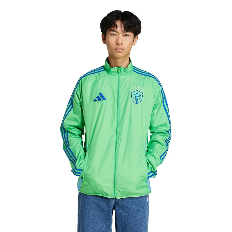 adidas Rave Blue Seattle Sounders FC 2025 Anthem Reversible Full-Zip Jacket