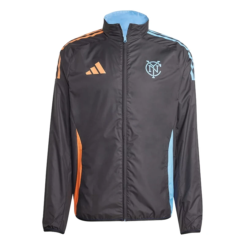 adidas Sky Black New York City FC 2025 Anthem Reversible Full-Zip Jacket