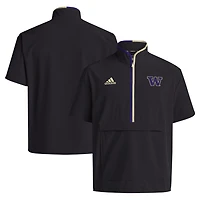 adidas Washington Huskies 2024 Coaches Sideline Half-Zip Short Sleeve Jacket