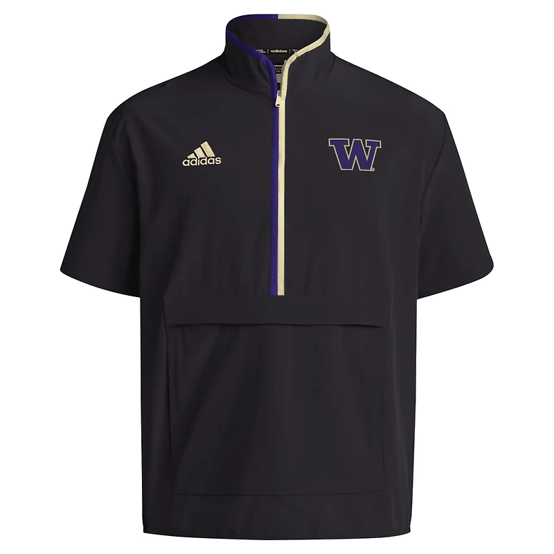 adidas Washington Huskies 2024 Coaches Sideline Half-Zip Short Sleeve Jacket