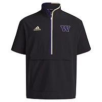 adidas Washington Huskies 2024 Coaches Sideline Half-Zip Short Sleeve Jacket