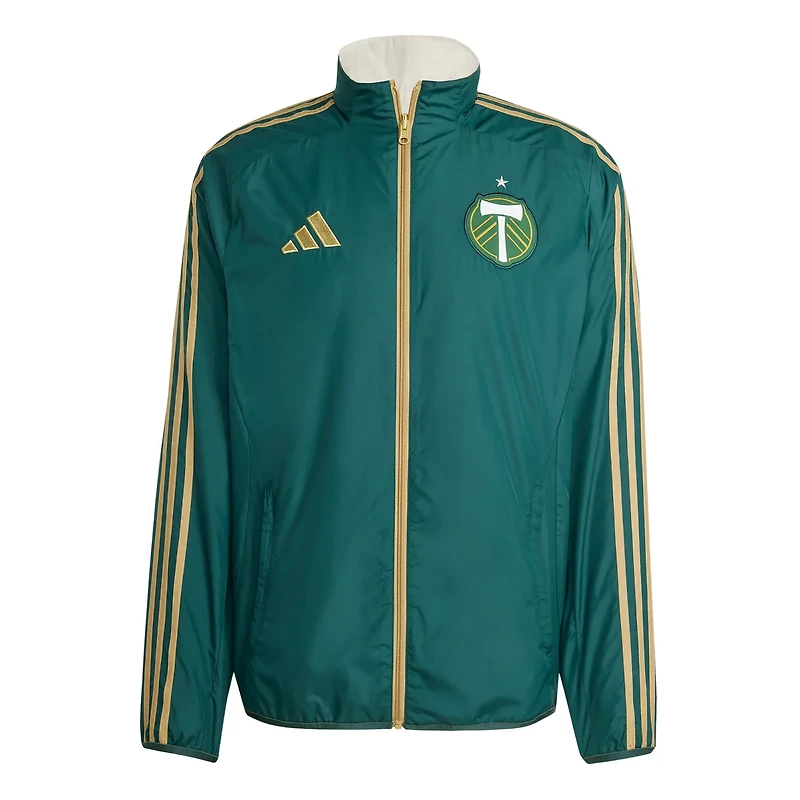 adidas White Portland Timbers 2025 Anthem Reversible Full-Zip Jacket