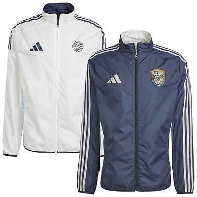 adidas White San Diego FC 2025 Anthem Reversible Full-Zip Jacket