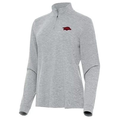 Antigua Arkansas Razorbacks Mentor Long Sleeve Quarter-Zip Mock Polo