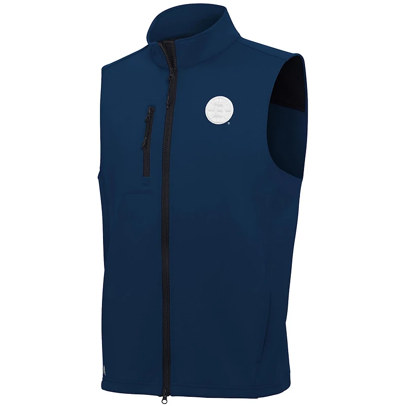 Antigua Boston Bruins White Logo Demand Full-Zip Vest