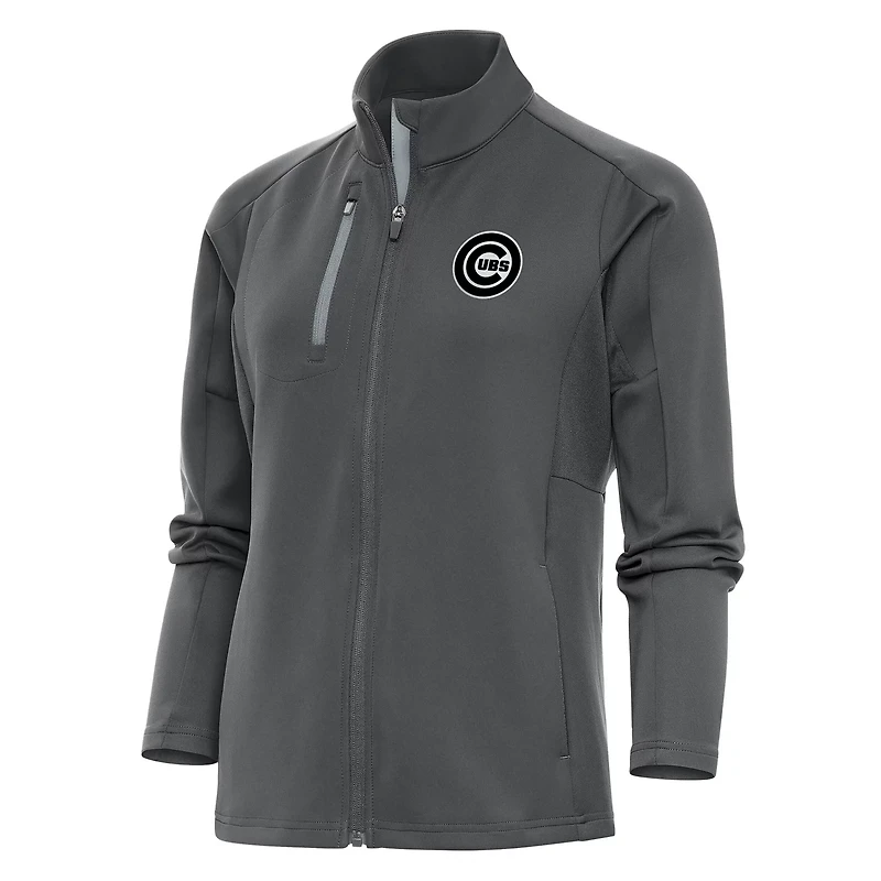 Antigua Charcoal Chicago Cubs Brushed Generation Full-Zip Jacket