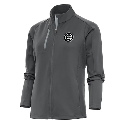 Antigua Charcoal Chicago Cubs Brushed Generation Full-Zip Jacket