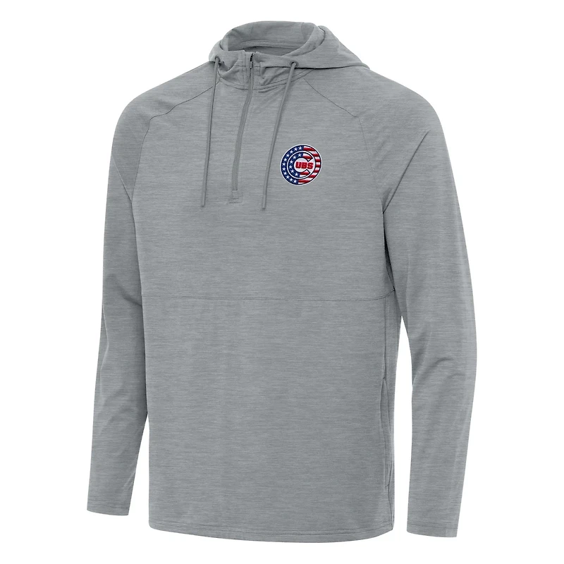 Antigua Chicago Cubs Spikes Stars and Stripes Team Logo Quarter-Zip Pullover Hoodie