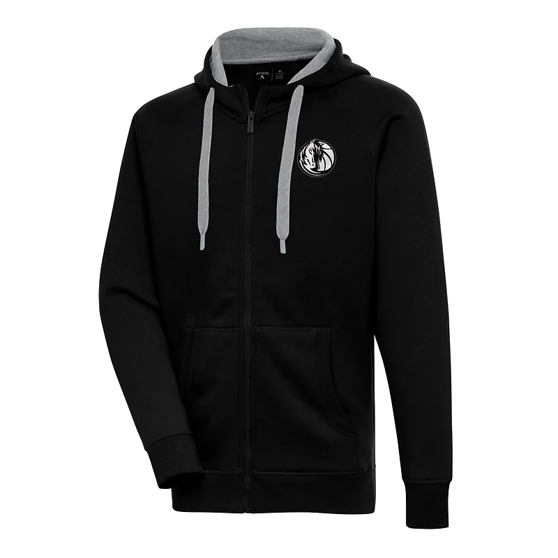 Antigua Dallas Mavericks Logo Victory Raglan Full-Zip Hoodie