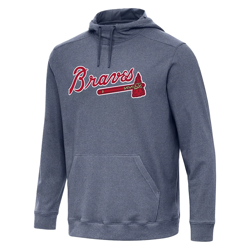 Antigua Heather Atlanta Braves Cloud Pullover Hoodie