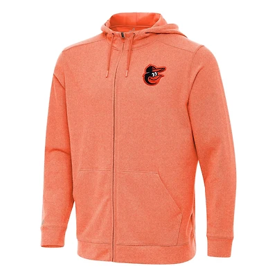 Antigua Heather Baltimore Orioles Effortless Full-Zip Hooded Jacket