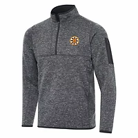 Antigua Heather Boston Bruins Fortune Quarter-Zip Pullover Jacket