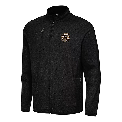 Antigua Heather Boston Bruins Hold-Up Full-Zip Tri-Blend Jacket