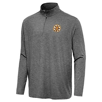 Antigua Heather Boston Bruins Hunk Lightweight Quarter-Zip Pullover