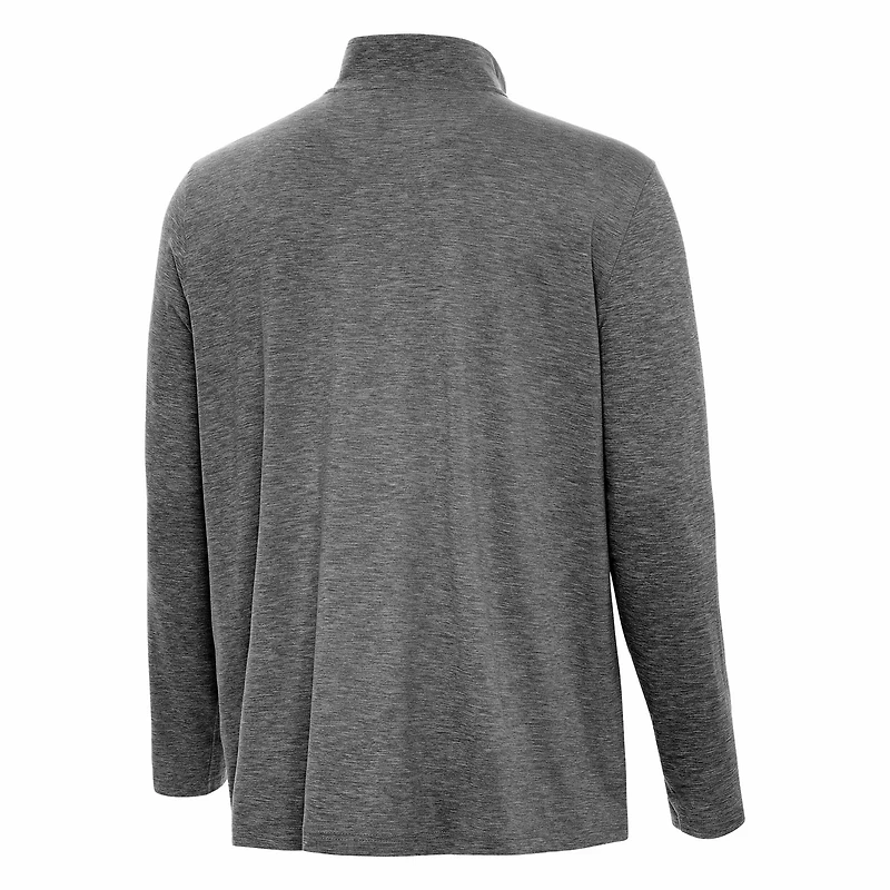 Antigua Heather Boston Bruins Hunk Lightweight Quarter-Zip Pullover