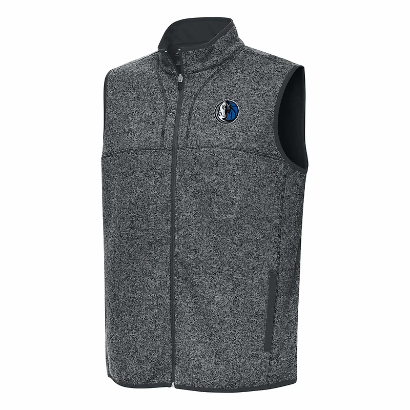 Antigua Heather Dallas Mavericks Fortune Full-Zip Vest