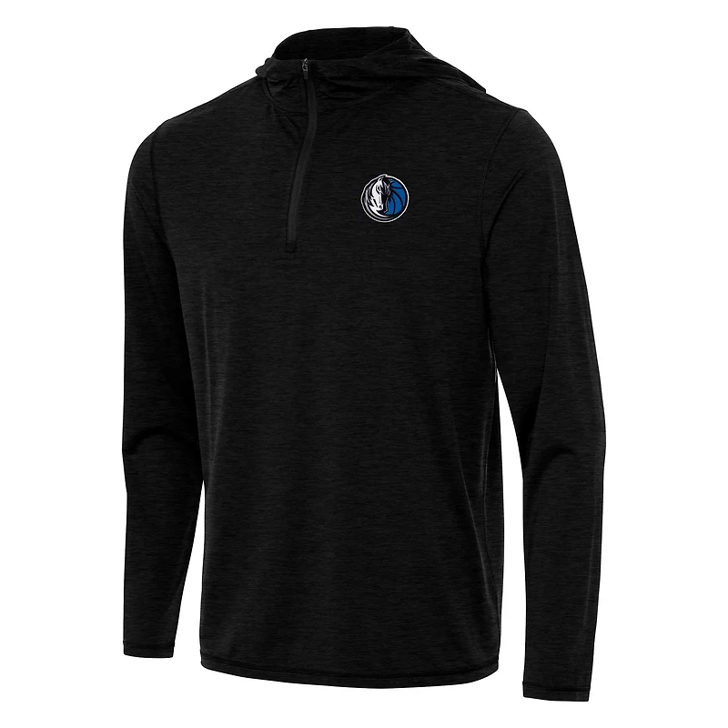 Antigua Heather Dallas Mavericks Tidy Quarter-Zip Hoodie