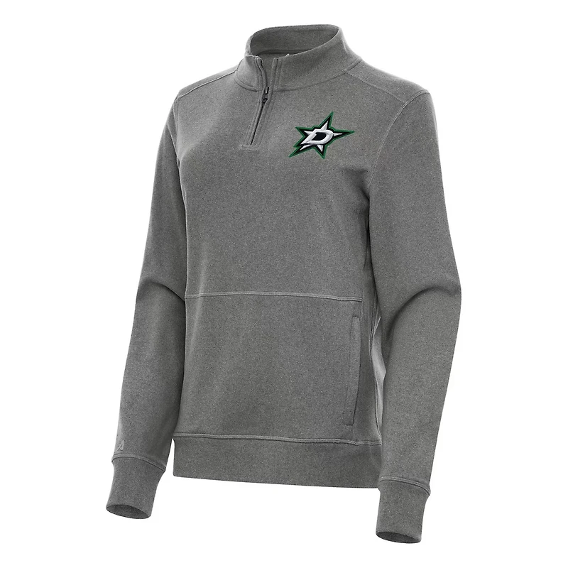 Antigua Heather Dallas Stars Crush Quarter-Zip Fleece Sweatshirt