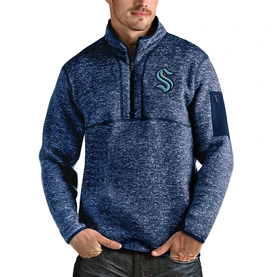 Antigua Heather Deep Sea Seattle Kraken Fortune Half-Zip Pullover Jacket