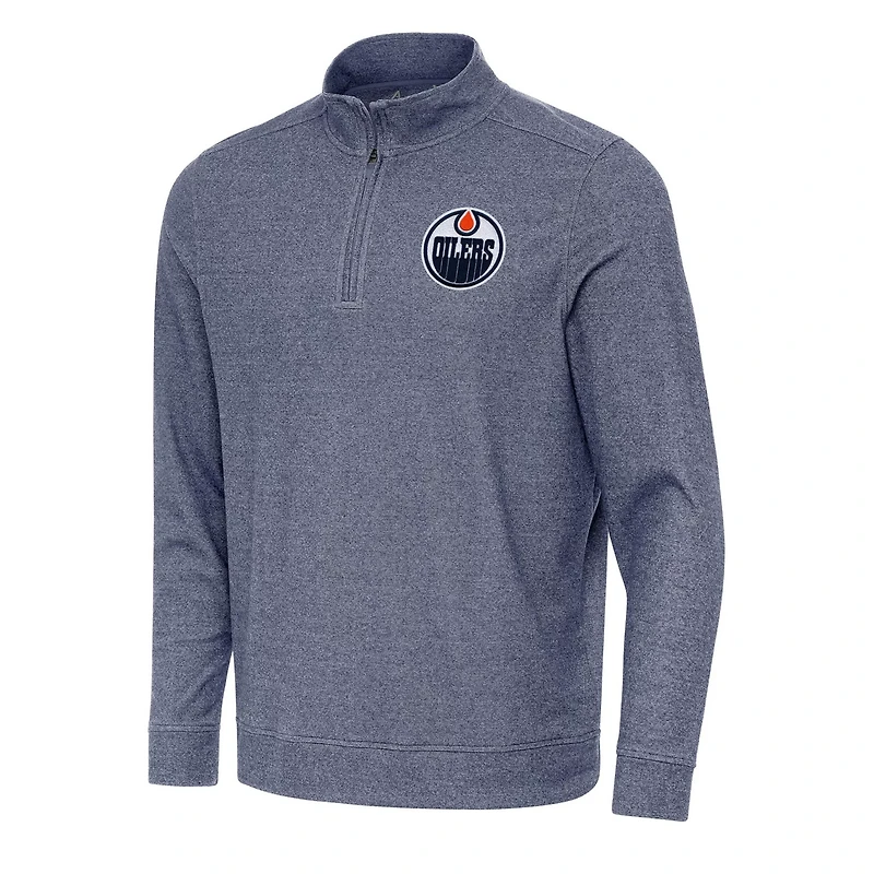 Antigua Heather Edmonton Oilers Subtle Quarter-Zip Sweatshirt