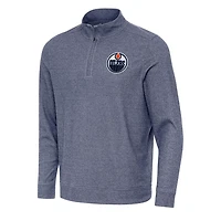 Antigua Heather Edmonton Oilers Subtle Quarter-Zip Sweatshirt