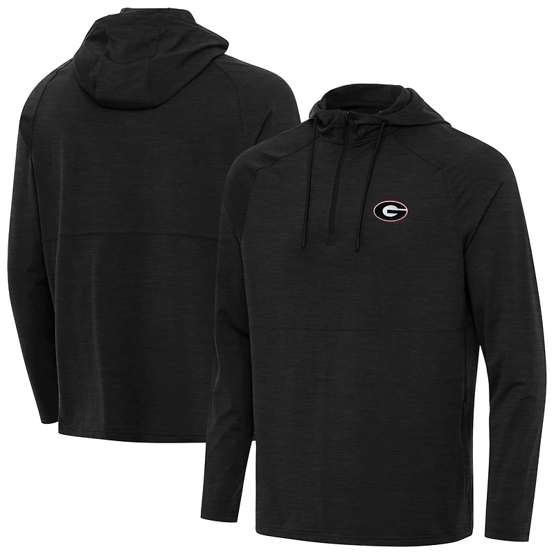 Antigua Heather Georgia Bulldogs Spikes Quarter-Zip Hoodie