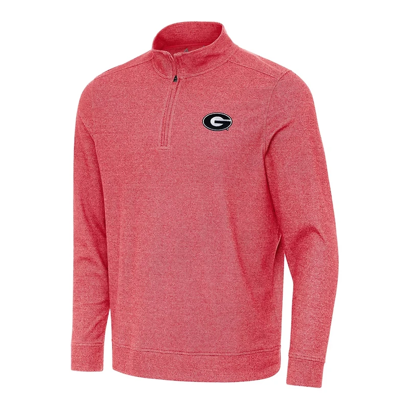 Antigua Heather Georgia Bulldogs Subtle Quarter-Zip Top