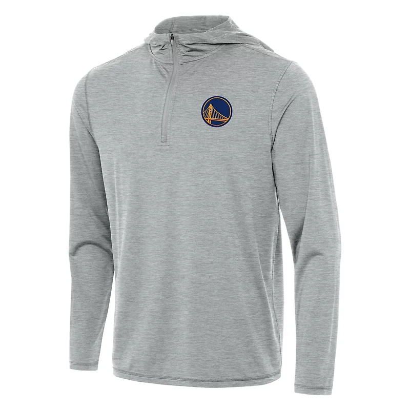 Antigua Heather Golden State Warriors Tidy Quarter-Zip Hoodie